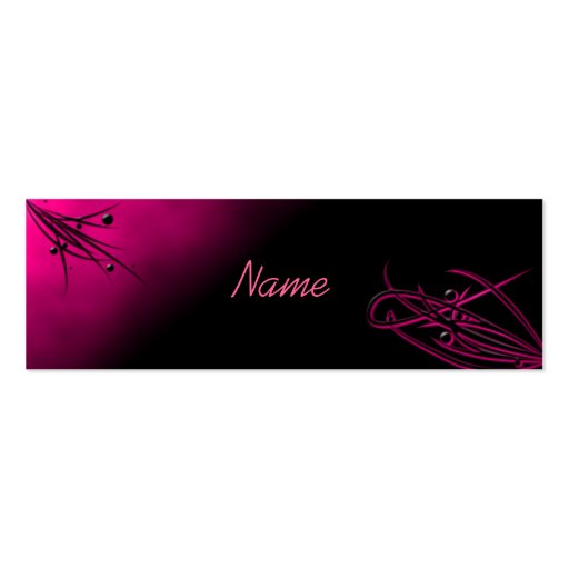 Pink on Black Flourish Profile Card Business Card Templates (back side)