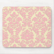 Pink On Cream Damask Mousepad by Sallese Pink On Cream Damask Mousepad