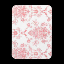 Pink on White Damask Flex Magnet magnets