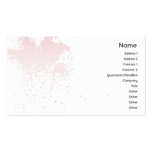 Pink On White Splatter - Business Business Cards (front side)