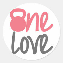Pink "One Love" Round Sticker