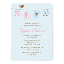Pink or Blue? Clothesline Baby Shower Custom Announcement