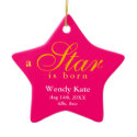 Pink orange a star is born baby name announcement ornament