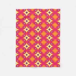 pink orange abstract floral pattern fleece blanket