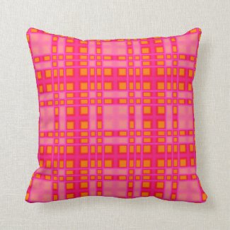 Pink, Orange, and Red Plaid Throw Pillows