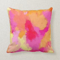 Pink, Orange and Yellow Watercolor Pillow