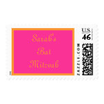 Pink Orange Bat Mitzvah Sweet 16 Party Stamp