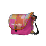 Pink Orange Blue Mustard Retro Pattern rickshaw messenger bags