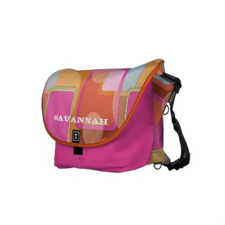 Pink Orange Blue Mustard Retro Pattern rickshawmessengerbag