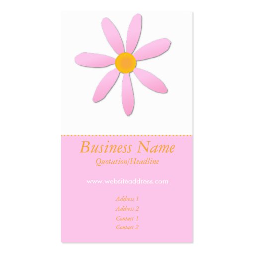 Pink & Orange Daisy Flower Business Cards (front side)