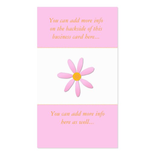 Pink & Orange Daisy Flower Business Cards (back side)