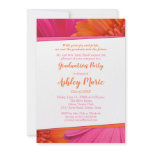 Pink Orange Daisy Graduation Party Invitation