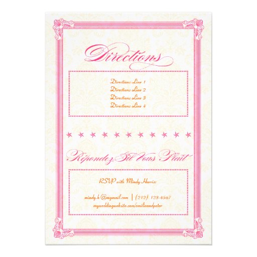Pink & Orange Damask Poster Wedding & RSVP Invite