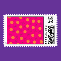 pink orange dot abstract postage stamp