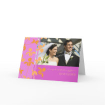 Pink Orange Elopement Photo Announcement Card