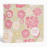 Pink  Orange Floral Pattern Designer Recipe Binder
