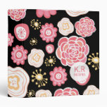 Pink  Orange Floral Pattern Designer Recipe Binder