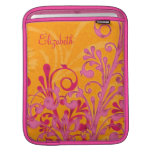 Pink Orange Floral Personalized iPad Sleeve