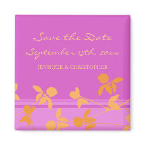 Pink Orange Floral Save the Date Magnet