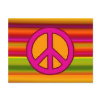 Pink Orange Fractal & Peace Sign postcards