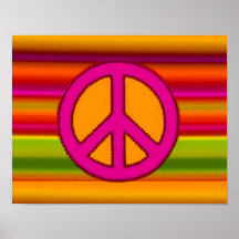 Pink Orange Fractal & Peace Sign Posters