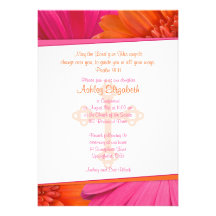 Pink Orange Gerber Daisy Confirmation Invitation