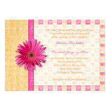 Pink Orange Gerbera Daisy Wedding Invitation