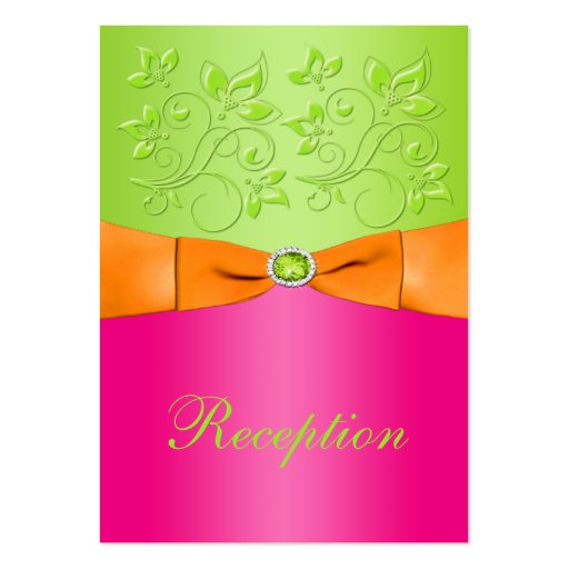 Pink, Orange, Lime Floral Wedding Enclosure Card Business Card Templates (front side)