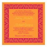 Pink Orange Paisley Floral Wedding Invitation
