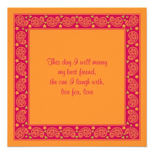 Pink Orange Paisley Floral Wedding Invitation