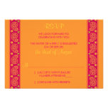Pink Orange Paisley Floral Wedding Reply Card