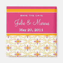 Pink & Orange Pattern Save The Date Magnets magnets