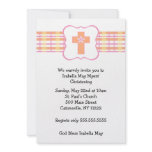 Pink Orange Plaid Baptism Invitation