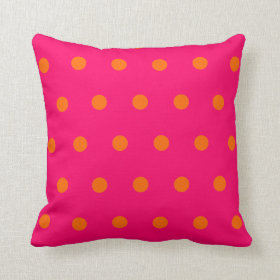Pink Orange Polka Dots American MoJo Pillow