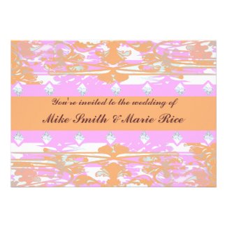 Pink & Orange wedding invitations template