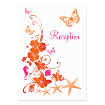 Pink, Orange, White Tropical Beach Enclosure Card Business Card