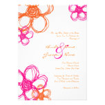 Pink & Orange Wild Flowers 5x7 Wedding Invitation