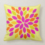 Pink Orange Yellow Starburst Modern Flower Pillow pillows
