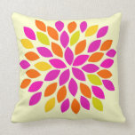 Pink Orange Yellow Starburst Modern Flower Pillow pillows