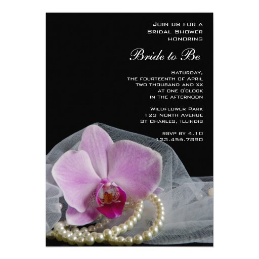 Pink Orchid and Pearls Bridal Shower Invite