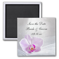 Pink Orchid and Veil Wedding Save the Date Magnet