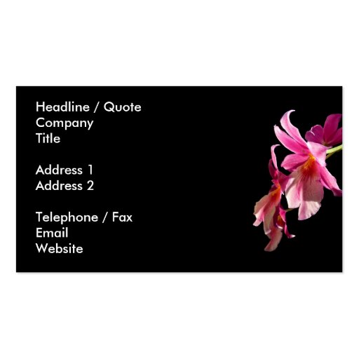 Pink Orchid. Business Card (back side)