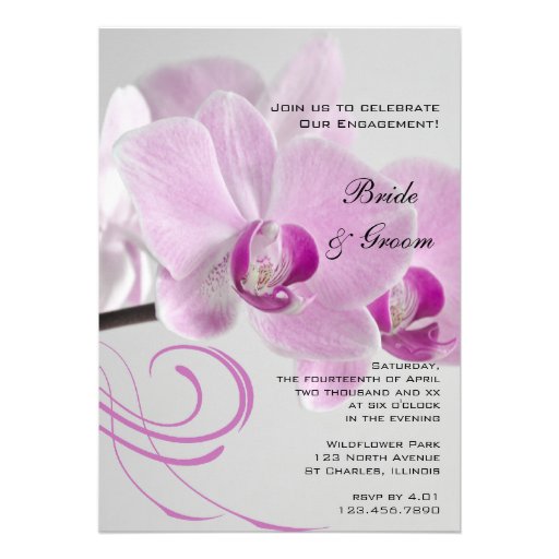 Pink Orchid Elegance Engagement Party Invitation