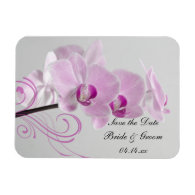 Pink Orchid Elegance Wedding Save the Date Magnets