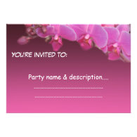 pink orchid flowers party invitation