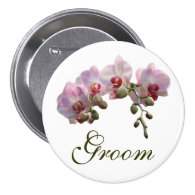 pink orchid flowers wedding button