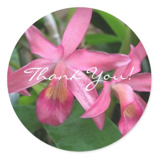 Pink Orchid Thank You Sticker sticker