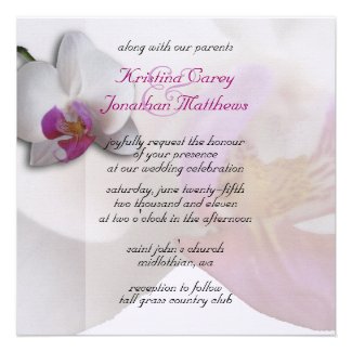 Pink Orchid Wedding Invitation 5.25x5.25