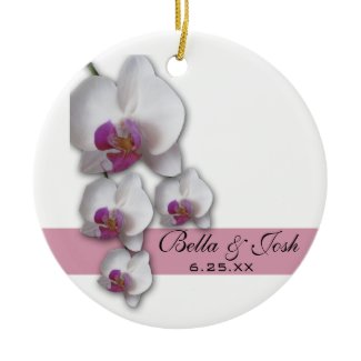 Pink Orchid Wedding Ornament ornament