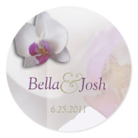 Pink Orchid Wedding Sticker